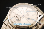 Tag Heuer Carrera Chronograph Swiss Valjoux 7750 Automatic Movement Full Steel with Silver Dial and Stick Markers