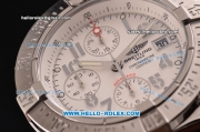 Breitling Avenger Chrono Swiss Valjoux 7750-SHG Automatic Stainless Steel Case Numeral Markers with Brown Leather Strap and White Dial