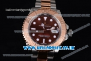 Rolex Yacht-Master 40 Swiss ETA 2836 Automatic Two Tone Case/Bracelet with Brown Dial and Dot Markers (BP)