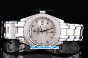 Rolex Day-Date Oyster Perpetual Chronometer Automatic with White Dial and Diamond Bezel--Diamond Marking-Small Calendar