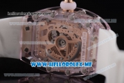 Richard Mille RM 07-02 Miyota 9015 Automatic Pink Sapphire Case with White Rubber Strap White Markers and Blue MOP Dial