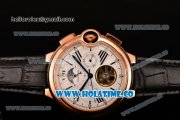 Cartier Ballon Bleu De Tourbillon Asia Automatic Rose Gold Case with White Dial Black Roman Numeral Markers and Black Leather Strap Cartier Ballon Bleu De Tourbillon Asia Automatic Rose Gold Case with White Dial Black Roman Numeral Markers and Black Leather Strap