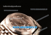 Rolex Datejust 37mm Swiss ETA 2836 Automatic Steel Case with Jubilee Steel Bezel Grey Dial Diamonds Steel Bracelet