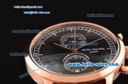 Patek Philippe Grand Complication Chronograph Miyota OS20 Quartz Rose Gold Case with Black Dial and Stick Markers