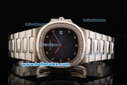 Patek Philippe Nautilus Swiss ETA 2892 Automatic Movement Full Steel with Blue Dial and Diamond Markers/Bezel