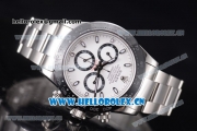 Rolex Daytona Chronograph Clone Rolex 4130 Automatic Stainless Steel Case/Bracelet with White Dial and Stick Markers (BP)