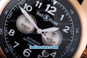 Bell & Ross Automatic Movement Rose Gold Case with Black Dial