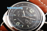 Panerai Radiomir Automatic Movement Black Dial with Steel Bezel and Brown Leather Strap