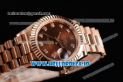 Rolex Datejust Swiss ETA 2671 Automatic Rose Gold Case with Brown Dial Diamonds Markers and Rose Gold Bracelet (BP)