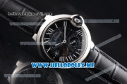 Cartier Ballon Bleu De Large Asia 2813 Automatic Steel Case with Black Dial and Black Leather Strap Roman Numeral Markers