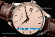 Patek Philippe Calatrava Miyota 9015 Automatic Steel Case with White Dial and Brown Leather Strap - Silver Stick Markers