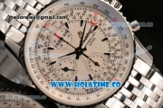 Breitling Montbrillant Datora Chrono Swiss Valjoux 7751 Automatic Steel Case/Bracelet with White Dial and Stick Markers - 1:1 Original (J12)