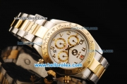 Rolex Daytona BMW Chronograph Miyota Quartz Movement Steel Case with Gold Bezel and Two Tone Strap