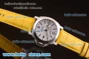 Panerai Luminor GMT Automatic Steel Case with White Dial and Yellow Leather Strap