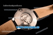 Cartier Ballon Bleu De 42MM Miyota 82S7 Automatic Steel Case with Black Dial Black Leather Strap and Stick Markers