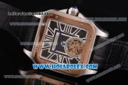 Cartier Santos Tourbillon Asia Automatic Steel Case with Black Dial and Rose Gold Bezel - Roman Numeral Markers