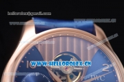 IWC Portuguese Tourbillon Asia ST25 Automatic Rose Gold Case with Blue Dial Arabic Numeral Markers and Blue Leather Strap
