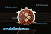 Breitling Transocean Chronograph Quartz Steel Case with Brown Dial-Black Rubber Strap