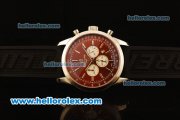 Breitling Transocean Chronograph Quartz Steel Case with Brown Dial-Black Rubber Strap