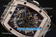 Hublot MP-06 Senna Chrono Miyota OS20 Quartz Steel Case with Skeleton Dial and Blue Stick Markers