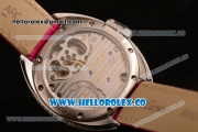 Cartier Cle de Cartier Flying Tourbillon Swiss Tourbillon Manual Steel Case with White Dial and Pink Leather Strap (ZF)