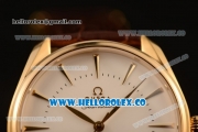 Omega De Ville Tresor Master Co-Axial Clone 8800 Automatic Yellow Gold Case with White Dial and Brown Leather Strap - (YF)