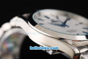 Omega Seamaster Automatic Movement Steel Case with Blue Stick Marking-White Dial