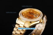 Rolex Day Date II Automatic Movement Full Gold with Diamond Bezel-Gold Dial and Diamond Markers