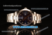 Rolex Datejust Oyster Perpetual Swiss ETA 2836 Automatic Steel Case Blue Dial With Diamonds Markers Steel Bracelet (BP)