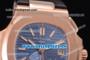 Patek Philippe Nautilus Clone PP 315 Automatic Rose Gold Case with Blue Dial Stick/Arabic Numeral Markers and Black Leather Strap (BP)