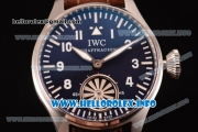 IWC Big Pilot "Markus Buhler" Asia 6497 Manual Winding Steel Case with Blue Dial Arabic Number Markers and Brown Leather Strap - 1:1 Original (KW)