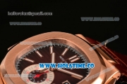 Patek Philippe Nautilus Chrono Swiss Valjoux 7750 Automatic Rose Gold Case with Stick Markers and Brown Dial - 1:1 Original (BP)