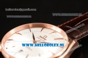 Omega De Ville Tresor Master Co-Axial Clone Omega 8801 Automatic Rose Gold Case with White Dial and Brown Leather Strap