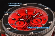 Hublot King Power Ferrari Chrono Miyota OS20 Quartz Steel Case with Black Rubber Strap Red Dial