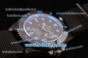 Rolex Submariner Asia 2813 Automatic PVD Case with Blue Markers Carbon Fiber Dial and Black Nylon Strap