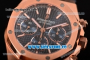 Audemars Piguet Royal Oak Chrono 41MM Swiss Valjoux 7750 Automatic Rose Gold Case with Blue Dial Stick Markers and Blue Leather Strap (EF)