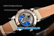 Ulysse Nardin Skeleton Tourbillon Manufacture Asia Automatic Steel Case with Pink/White Dial and White Leather Strap