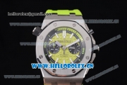 Audemars Piguet Royal Oak Offshore Diver Swiss Valjoux 7750 Automatic Steel Case with Green Dial Green Rubber Strap and Stick/Arabic Numeral Markers (EF)