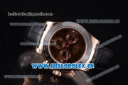 Rolex Daytona Clone Rolex 4130 Automatic Rose Gold Case with Brown Dial Black Leather Strap and Stick Markers (EF)