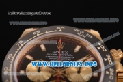 Rolex Daytona Chrono Swiss Valjoux 7750 Automatic Yellow Gold Case with Ceramic Bezel Rubber Strap and Black Dial - Stick Markers (BP)