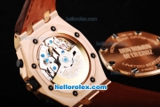 Audemars Piguet Royal Oak Offshore Don Ramon de la Cruz Swiss Valjoux 7750 Automatic Movement Run 12 Second Rose Gold Case with Brown Grid Dial and Numeral Markers