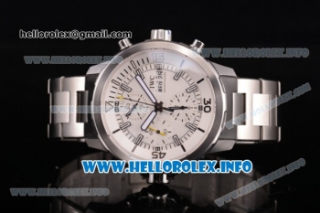 IWC Aquatimer Chrono Swiss Valjoux 7750 Automatic Full Steel with White Dial and Stick Markers