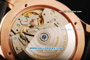 IWC Portuguese Chronograph Swiss Valjoux 7750 Automatic Movement Rose Gold Case with Black Dial and Black Leather Strap