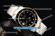 Rolex Submariner Clone Rolex 3135 Automatic Two Tone Case/Bracelet with Black Dial and Dot Markers PVD Bezel (BP)