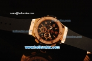 Hublot Big Bang Diamond Bezel Chronograph Swiss Quartz Rose Gold Case With Black Dial and Black Rubber Strap