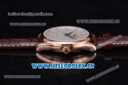 Longines Master Swiss ETA 2824 Automatic Rose Gold Case with White Dial Diamonds Markers and Brown Leather Strap (ZF)