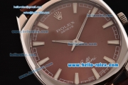 Rolex Cellini Danaos Swiss Quartz Stainless Steel Case with Brown Leather Strap Brown Dial Stick Markers