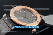 Hublot Classic Fusion Miyota 9015 Automatic Rose Gold Case with Grey Dial Stick Markers and Light Grey Genuine Leather Strap