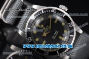 Rolex Submariner Vintage Asia 2813 Automatic Steel Case with Black Dial Grey Nylon Strap and Dot Markers