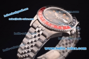 Rolex GMT Master Vintage Swiss ETA 2836 Automatic Full Steel with Black/Red Bezel and Black Dial